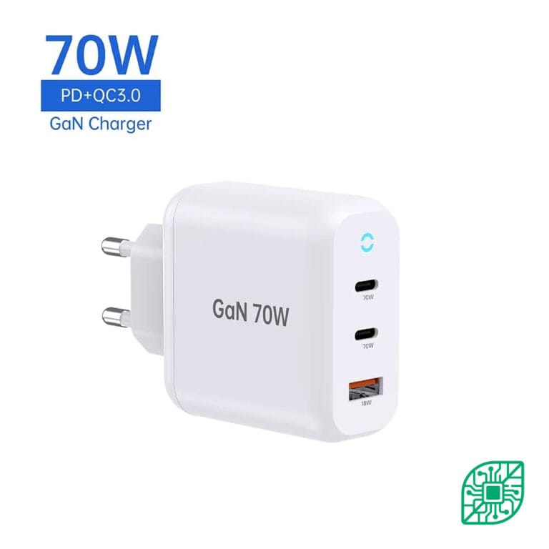 Chargeur Rapide 70W GaN Dual Port (USB-C & USB-A)
