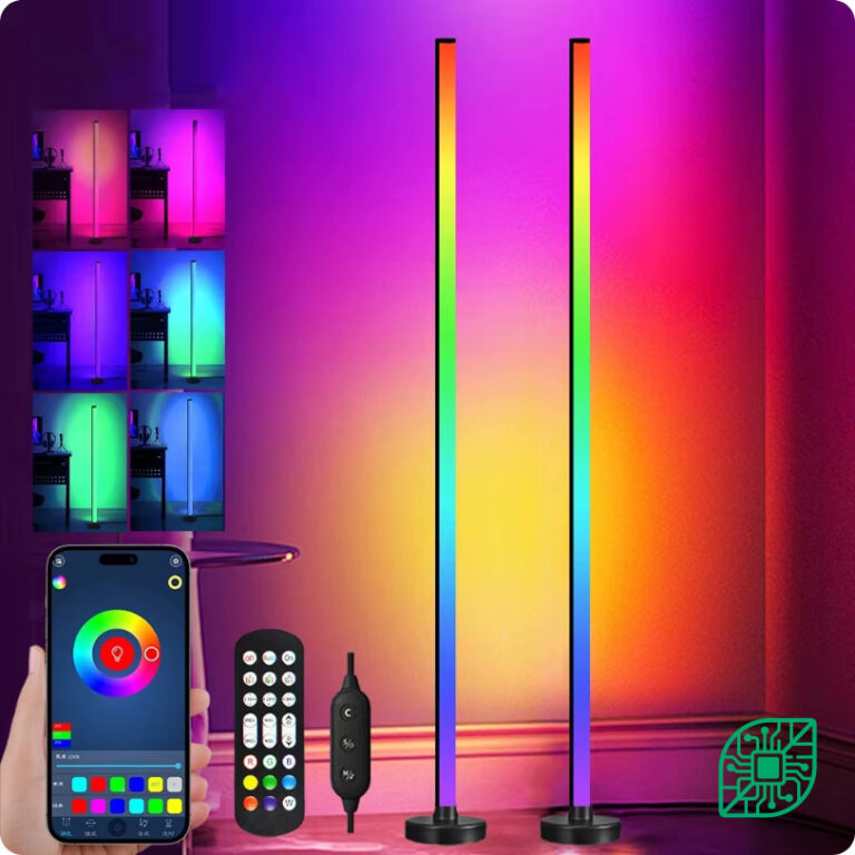 Lampadaire d'Angle LED RGB Connecté - Ambiance Musique & Voice Control